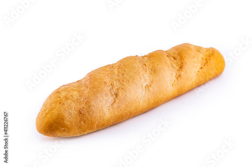 Italian bread baguette isolated on white background