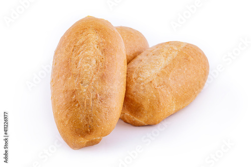 French bread isolated on white background. Fresh and crispy