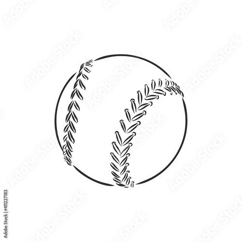 Ball for baseballl hand drawn sketch isolated on white background. Sport items elements in sketch style, vector illustration. ,