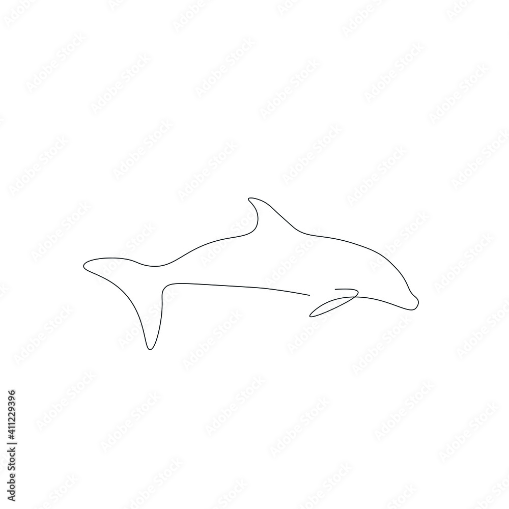 Dolphin animal drawing, vector illustration