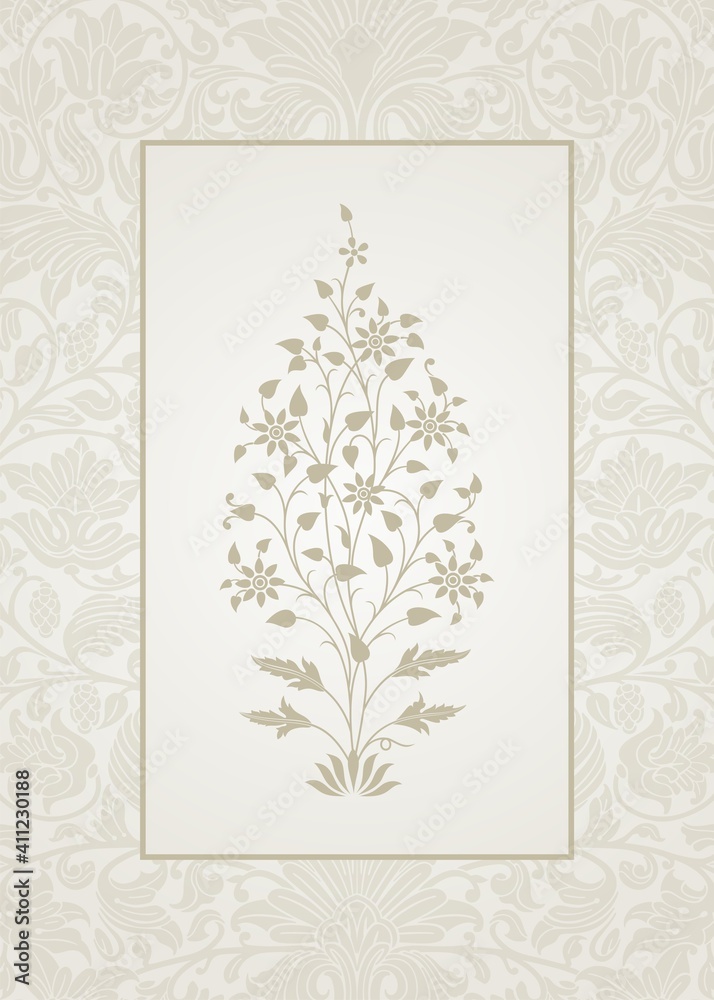wedding card design, paisley floral pattern , India wedding card design, paisley floral pattern , India