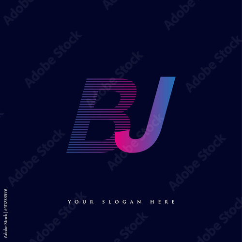 initial letter logo BJ colored blue and magenta with striped composition, Vector logo design template elements for your business or company identity.