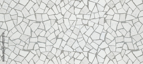 Broken tiles mosaic seamless pattern. Cream and Brown the tile wall high resolution real photo or brick seamless and texture interior background.

