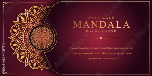 Luxury mandala background with golden arabesque pattern Arabic Islamic east style. Decorative mandala for print, poster, cover, brochure, flyer, banner.