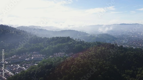 Aerial View at Mountain Residential in daylight, Asia