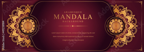 Luxury mandala background with golden arabesque pattern Arabic Islamic east style. Decorative mandala for print, poster, cover, brochure, flyer, banner.