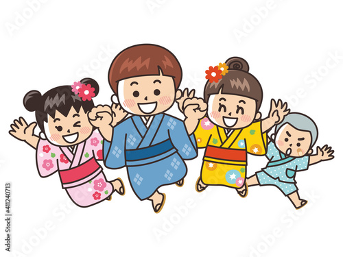 浴衣を着た子供　七夕　夏祭り