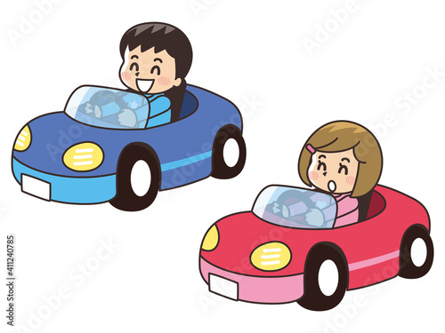 ゴーカートに乗る子供