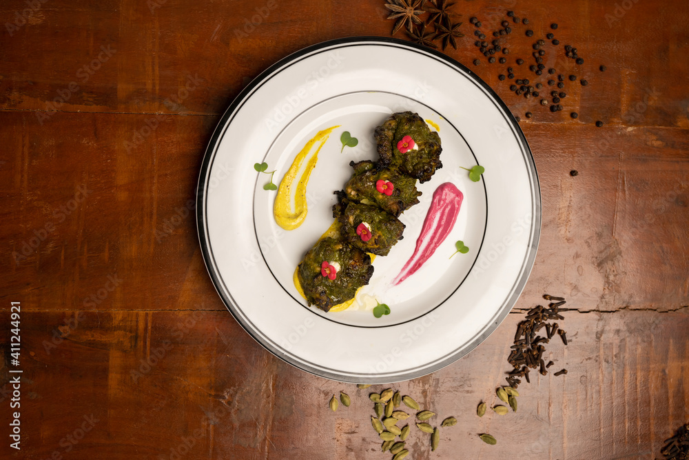 Chicken skew Kebab.Traditional Indian dish cooked on charcoal and flame.top down photo Chicken skew Kebab.Traditional Indian dish cooked on charcoal and flame.top down photo