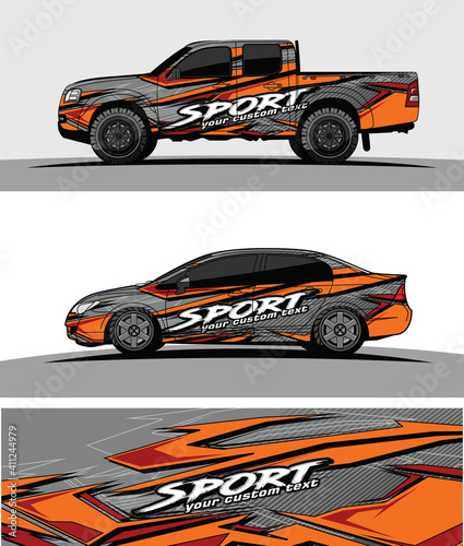 Car wrap graphic racing abstract strip and background for car wrap and vinyl sticker - Vector 