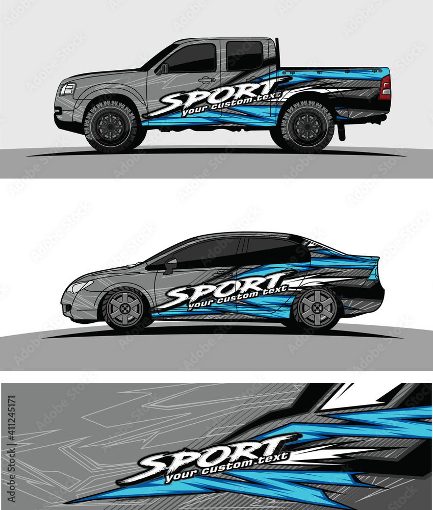Fototapeta premium Car wrap graphic racing abstract strip and background for car wrap and vinyl sticker - Vector 