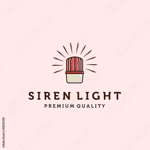 Siren Light, Emergency Light, Ambulance Light, Police Light or Warning Light Logo Vector Illustration Design. Red Flasher or Siren Light Vintage Style Illustration. Emergency Light Logo Concept