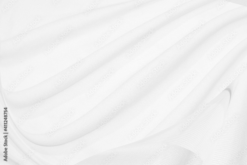 Fototapeta premium Clean fashion woven beautiful soft fabric abstract smooth curve shape decorative textile white background