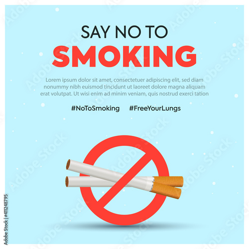 no smoking sign or icon. ban on smoking. no smoking awareness campaign, say no to smoking banner with cigarette ban sign on cyan background, vector illustration.