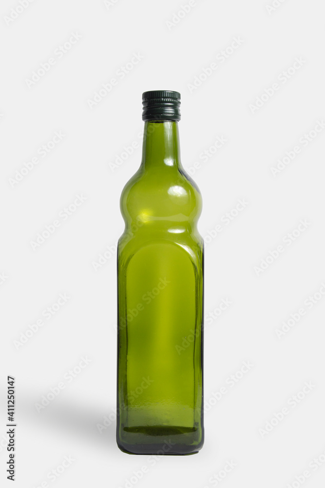 green glass bottle, isolated on white background green glass bottle, isolated on white background