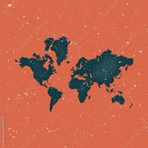 The World vintage map. Grunge map of the world with distressed texture. The World poster. Vector illustration.