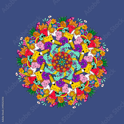 Hand Drawn Colorful Doodle Mandala