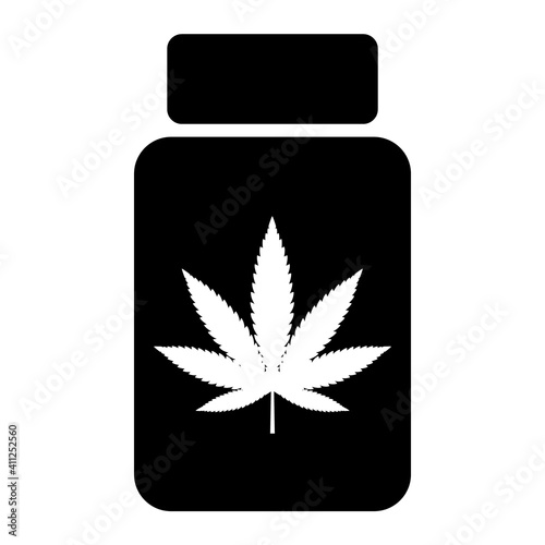 Mariuhana leaf symbol, marijuana or hemp icon, cannabis medical sign, weed drug vector illustration