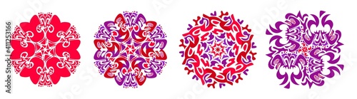 Pattern design elements set. floral, fabric illustrations