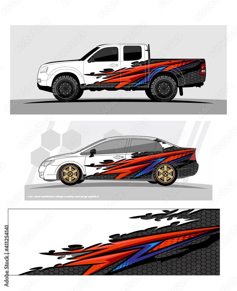 Car wrap graphic racing abstract strip and background for car wrap and vinyl sticker - Vector
