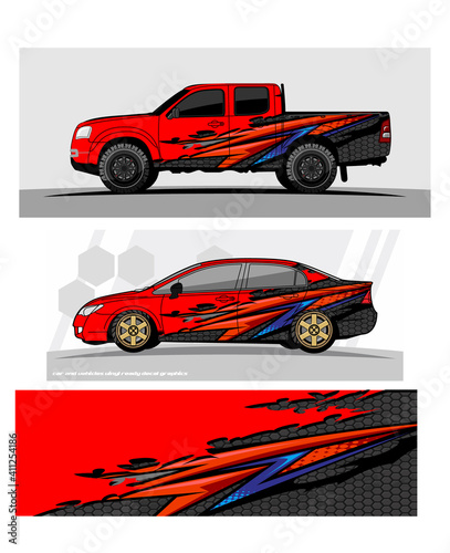 Car wrap graphic racing abstract strip and background for car wrap and vinyl sticker - Vector 