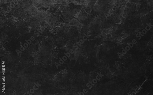 Black wall texture rough background, dark concrete floor, old grunge background with black