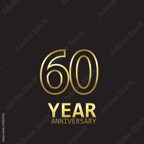 60 Year Anniversary Logo Vector Template Design Illustration gold and black