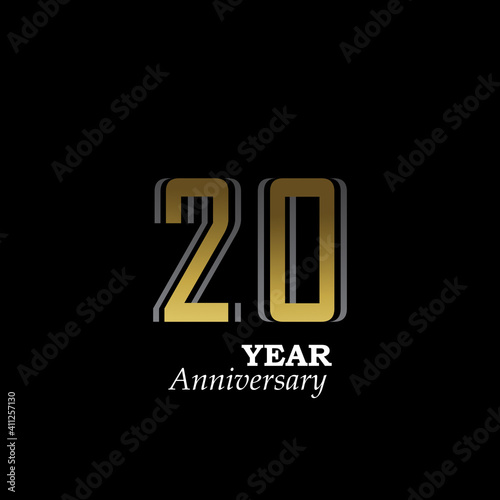 20 Year Anniversary Logo Vector Template Design Illustration gold and black