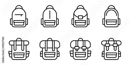 The best backpack icon set design, Collection of high quality vector illustration in trendy line style with black color, Suitable for many purposes