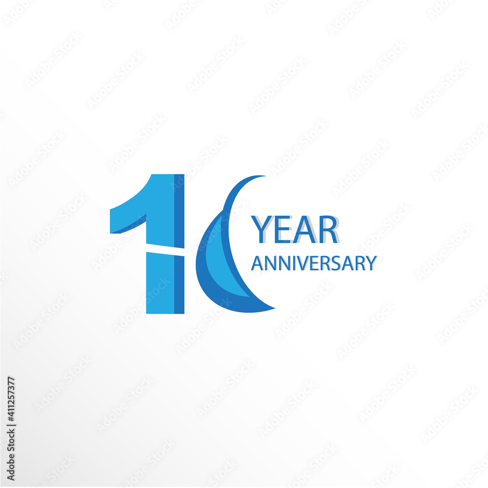 Fototapeta premium 10 Year Anniversary Logo Vector Template Design Illustration blue green and white Anniversary Logo Vector Template Design Illustration blue and white