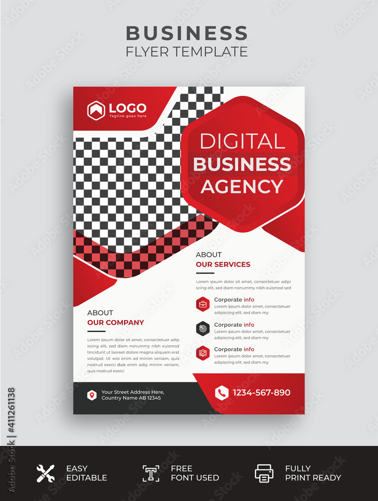 Digital Marketing Or Business Agency Flyer, New Creative Or Corporate Design Template