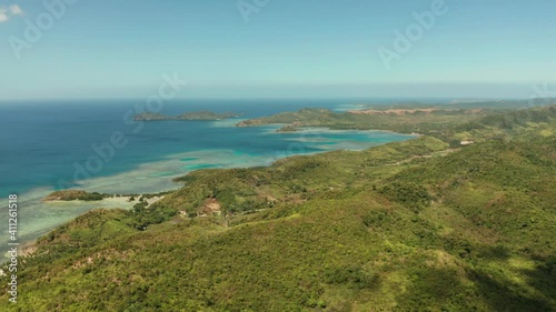 Wallpaper Mural aerial view small island group in province of Palawan. Busuanga, Philippines. Seascape, islands covered with forest, sea with blue water. tropical landscape, travel concept Torontodigital.ca
