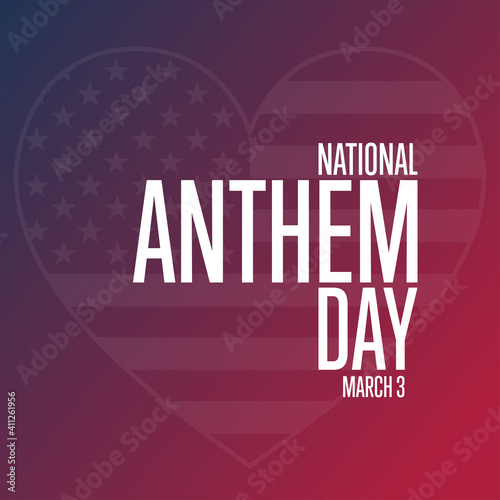 National Anthem Day. March 3. Holiday concept. Template for background, banner, card, poster with text inscription. Vector EPS10 illustration.