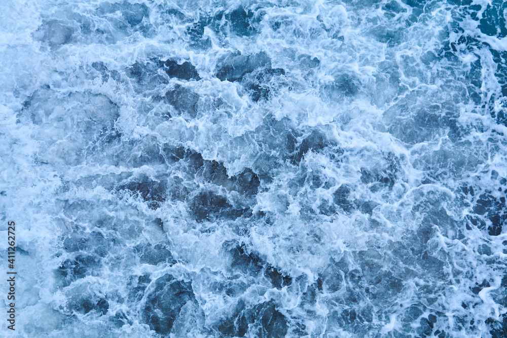 background, texture - stormy sea waters in foam