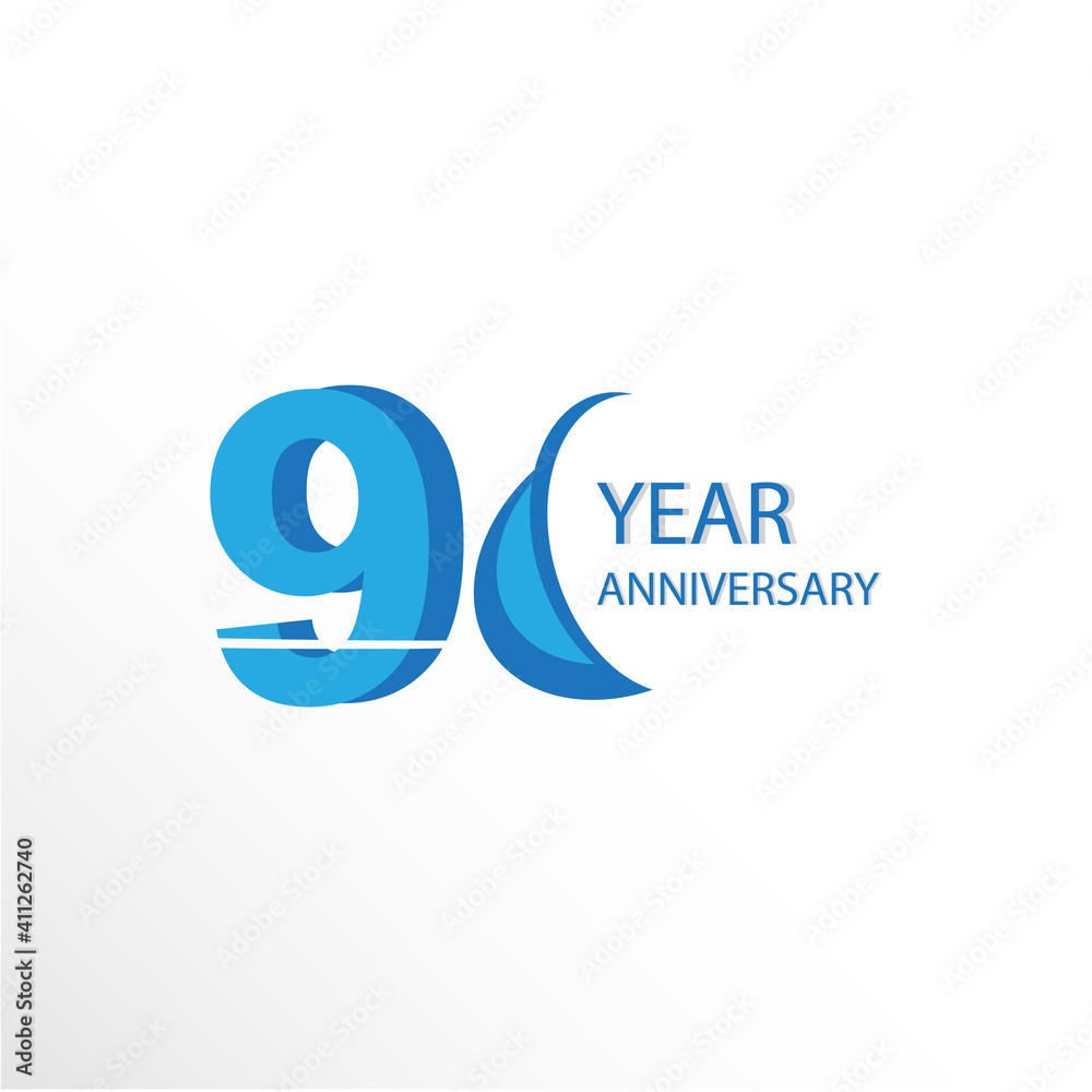 90 Year Anniversary Logo Vector Template Design Illustration blue and white 90 Year Anniversary Logo Vector Template Design Illustration blue and white