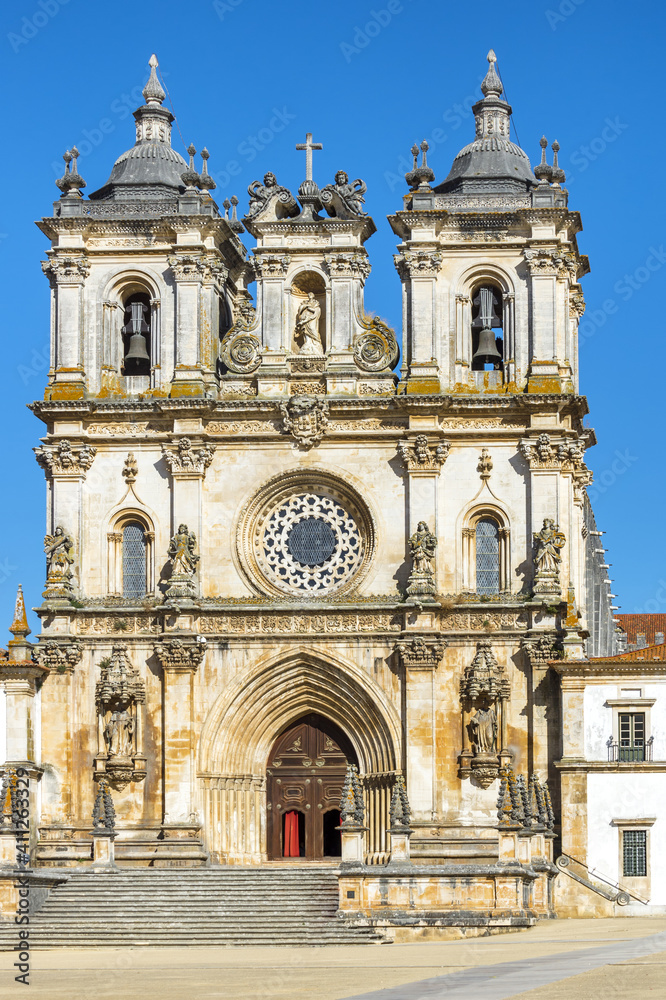 Façade of the Santa Maria Monastery, Alcobaca, Estremadura and Ribatejo Province, Portugal