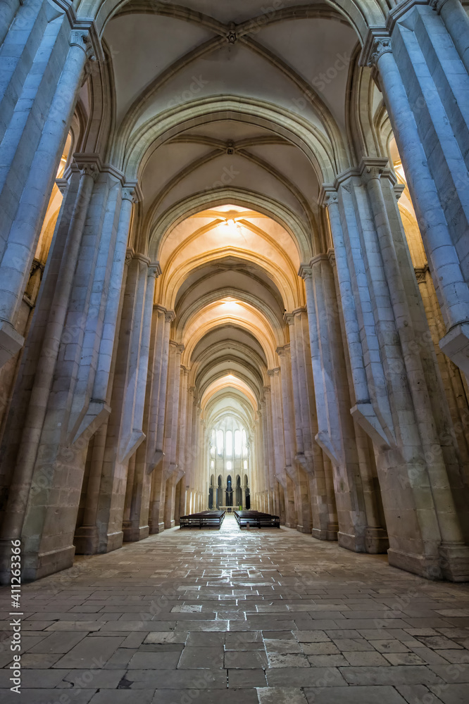 Santa Maria Monastery, Central nave, Alcobaca, Estremadura and Ribatejo Province, Portugal