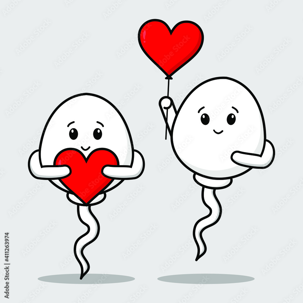 Set Cartoon Sperm with various emotions pose