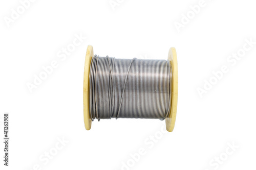 Obraz na płótnie Roll of solder (lead wire) isolated on the white background w salonie