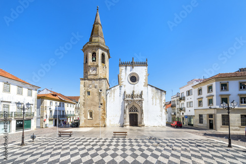 Church of Saint John the Baptist and Republic plaza, Tomar, Estremadura, Ribatejo, Portugal photo