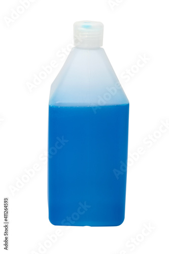 Obraz na płótnie Blue liquid in the canister isolated on white w salonie