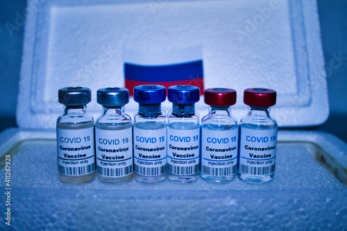 sputnik V, set of vaccines ready to be transported cold for use photo