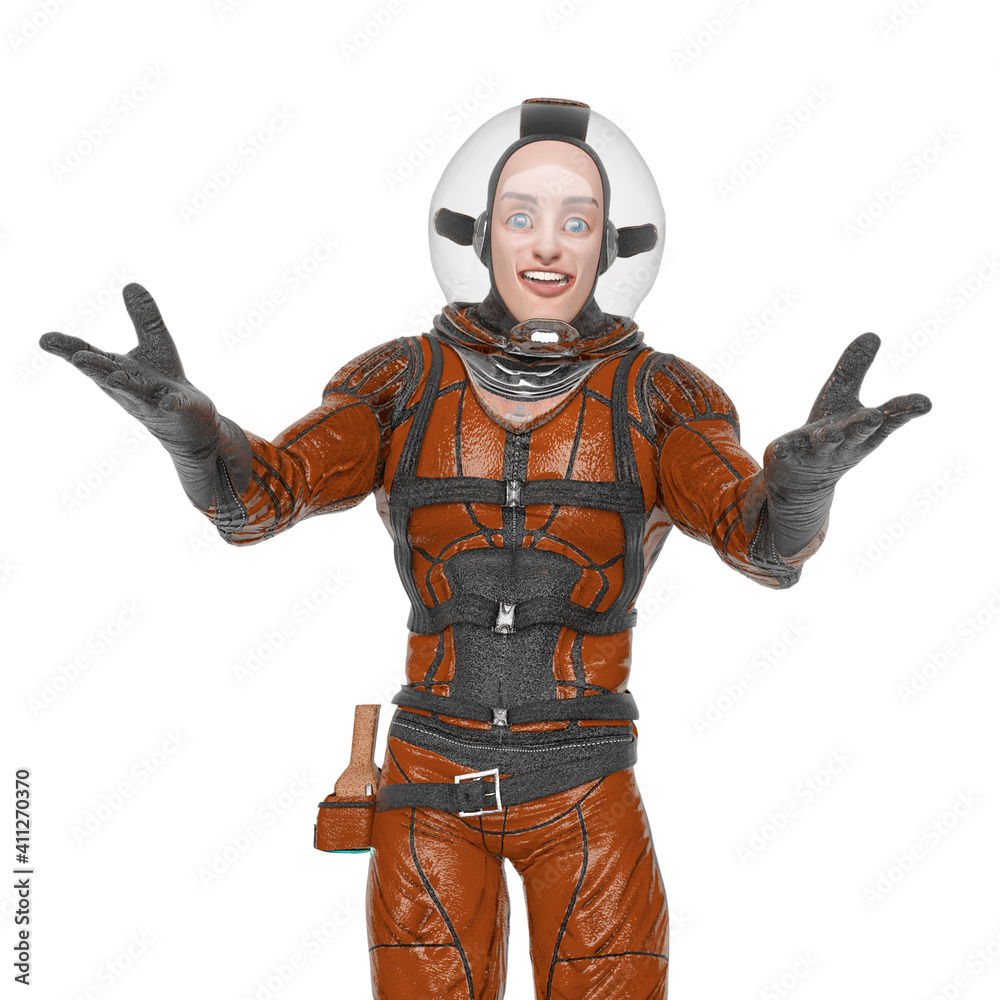 retro space astronaut is happy