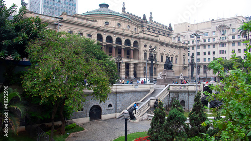 the Municipal Theater of Sao Paulo seen from the Ramos de Azevedo Plaza photo