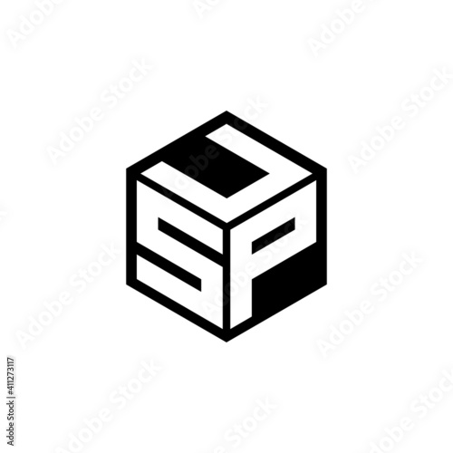 SPU letter logo design with white background in illustrator, cube logo, vector logo, modern alphabet font overlap style. calligraphy designs for logo, Poster, Invitation, etc.
