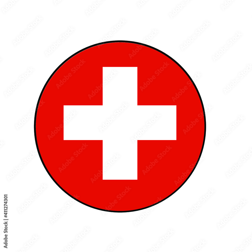 Switzerland Flag Icon with White cross on red background in Europe. Switzerland Flag Icon with White cross on red background in Europe.