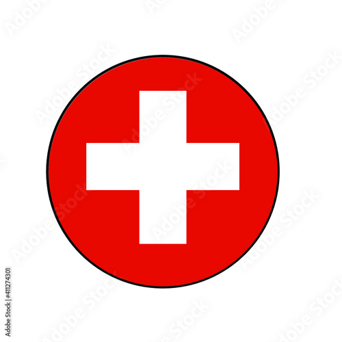 Switzerland Flag Icon with White cross on red background in Europe.