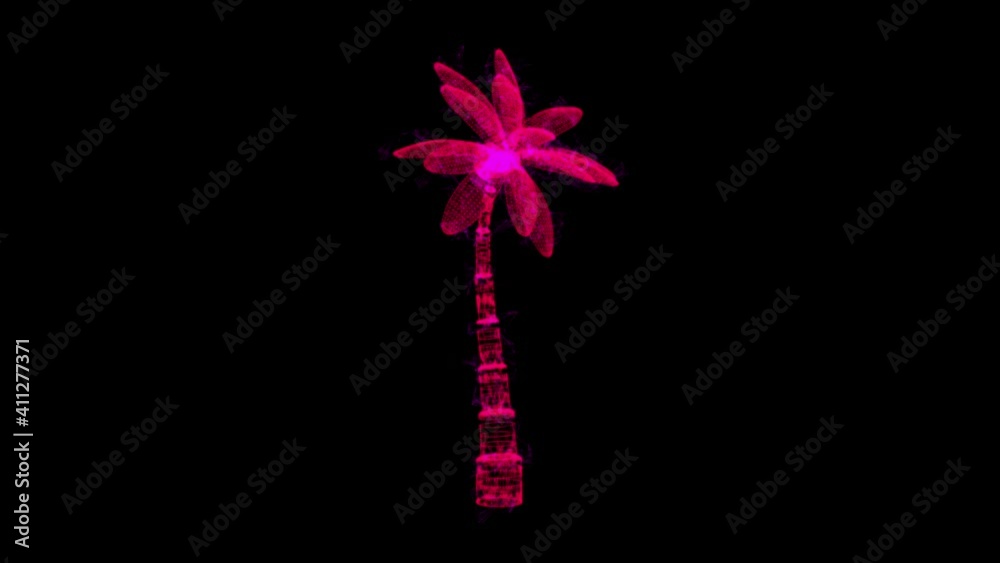 Coconut palm tree with leaves. Wireframe low poly mesh technology. Available in 4K FullHD and HD video Coconut palm tree with leaves. Wireframe low poly mesh technology. Available in 4K FullHD and HD video