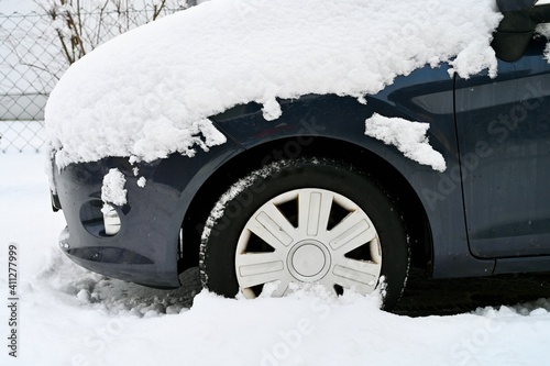 close up of the wheel of a cars. In the parking lot.