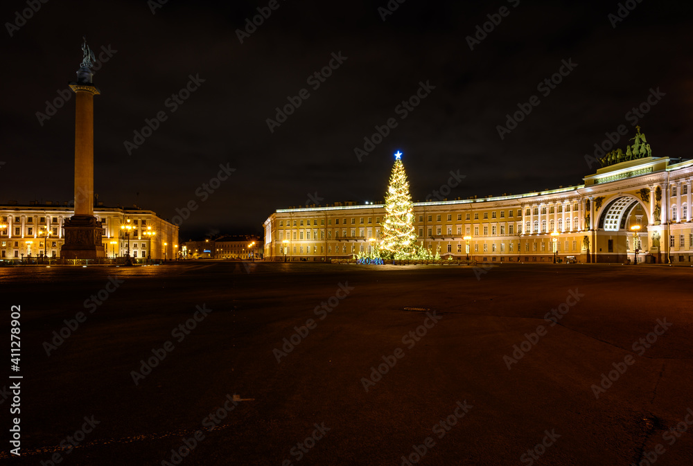 Palace Square St. Petersburg. New Year Christmas tree